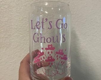 Let's Go Ghouls Can Glass Cup Handmade Pastel Halloween - Handmade Shania Twain Inspired