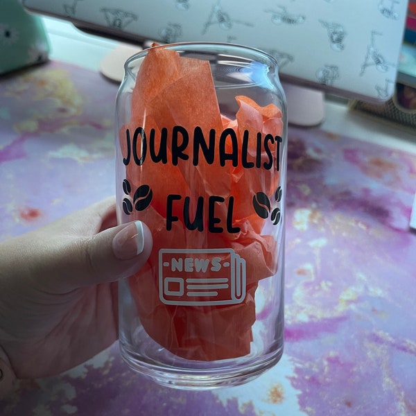 Journalist Fuel Can Glass Cup Handmade