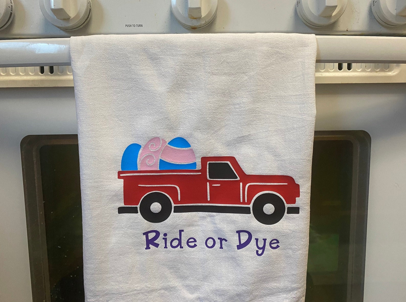 Ride or Dye Easter Red Truck Kitchen Towel Etsy