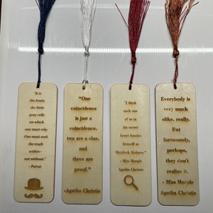 Agatha Christie Inspired Bookmarks Laser Engraved