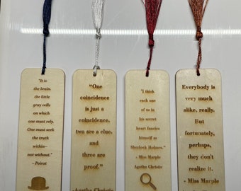 Agatha Christie Inspired Bookmarks Laser Engraved