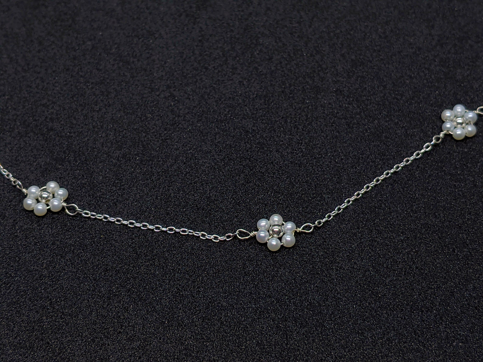 Daisy Pearl Necklace Floral Necklace Dainty Pearl Necklace - Etsy 日本