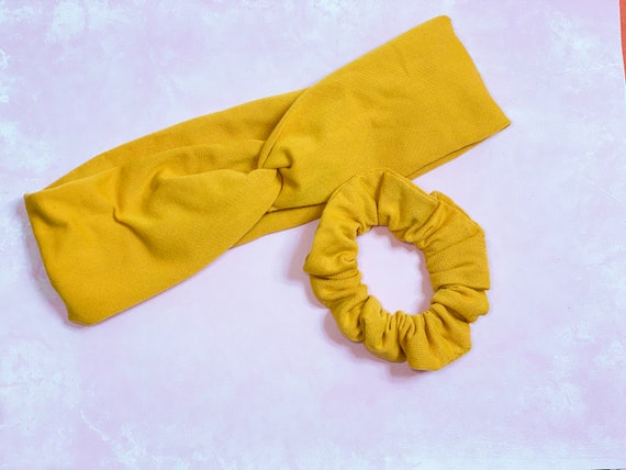 Mustard headband and scrunchie