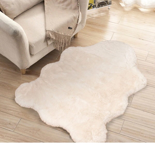 Rabbit Feather Faux Post Rug|Rabbit Hair Carpet|Suede Base Decorative Special Design Washable Non-Slip Post Rug|Artificial Rabbit Fur Rugs