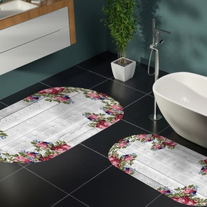 Tapis de bain personnalisé Deux pièces, Ensemble tapis de sol, 20&#39;&#39;x24&#39;&#39; - 24&#39;&#39;x39&#39;&#39; Tapis de salle de bains imprimé, Décor de salle de bains, Tapis, Couleurs vibrantes (BN019)