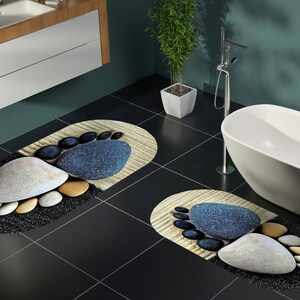Tapis de bain personnalisé deux pièces, ensemble tapis de sol, 20&#39;&#39;x24&#39;&#39; - 24&#39;&#39;x39&#39;&#39; Tapis de salle de bains imprimé, Décor de salle de bains, Tapis, Couleurs vibrantes (BN014)