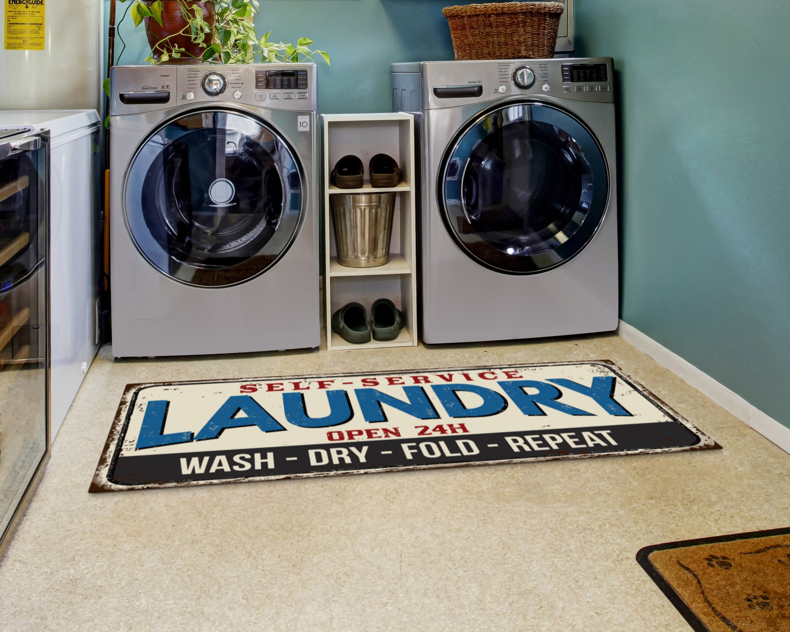 Printed Laundry Room Area Rugmachine Washable Nonslip Etsy