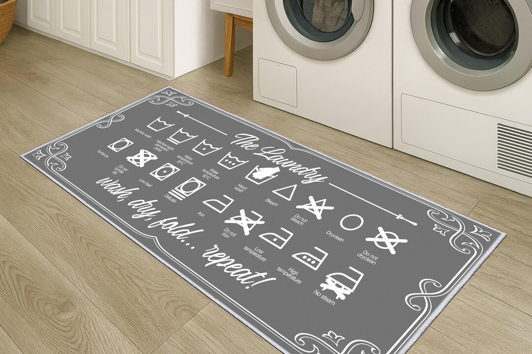 Printed Laundry Room Area Rug|machine Washable Non-slip Laundry Room ...