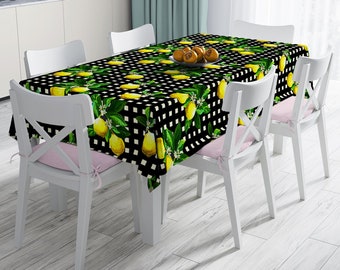 Printed Lemon Patterned Tablecloth|Rectangle Table Cloth|Table Cover|Kitchen Table Decor|Printed Tablecloth|Custom Tablecloth|Home Gift