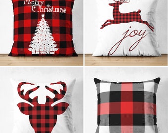 4 Pieces SET Christmas Pillow Cover|Double Sided Square Pillow Case|Decorative Pillow Case|Cushion Cover|Housewarming Gift|Printed Pillows