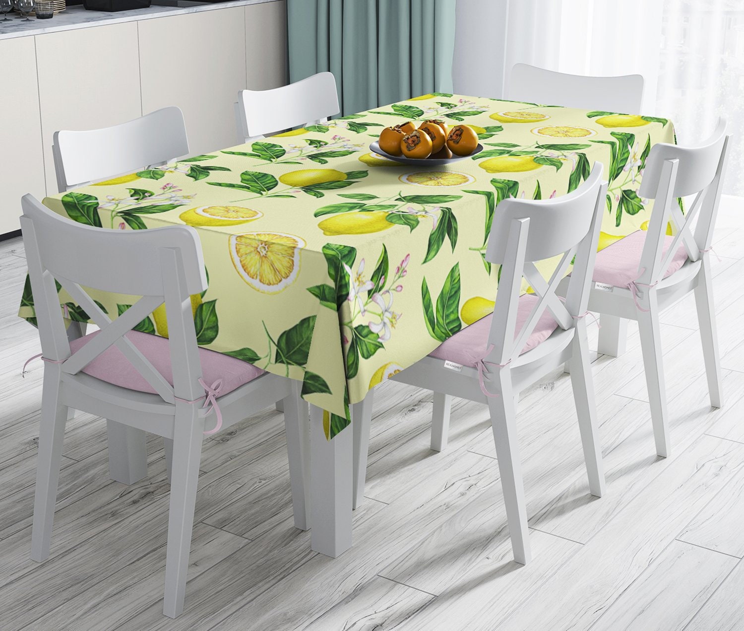 nappe imprimée à motifs de citron| nappe rectangulaire| couverture table| décor table cuisine| imprimée| personnalisée| cadeau la maison