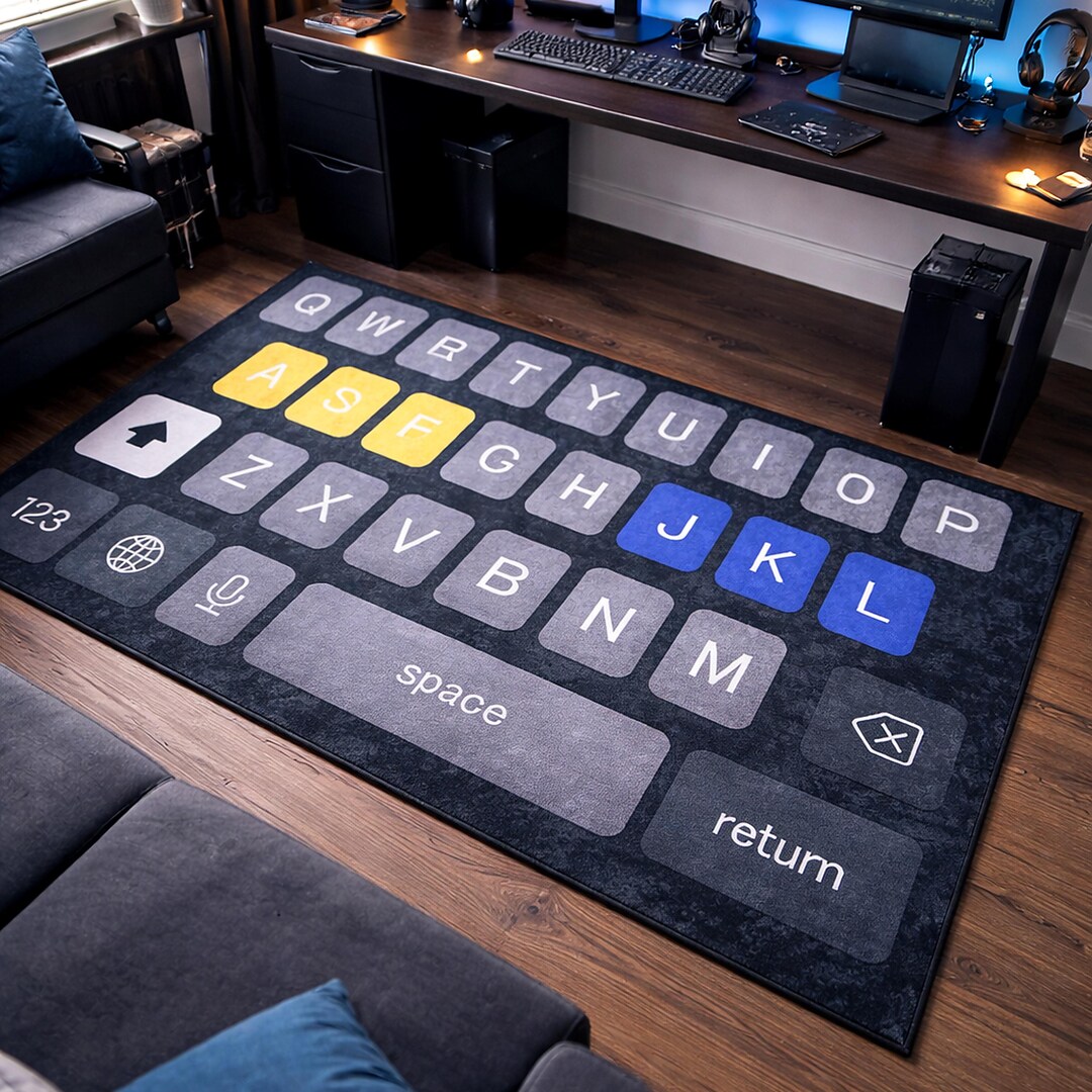 Keyboard Rug for Programmers & Gamers, QWERTY Coding Home Office Area ...