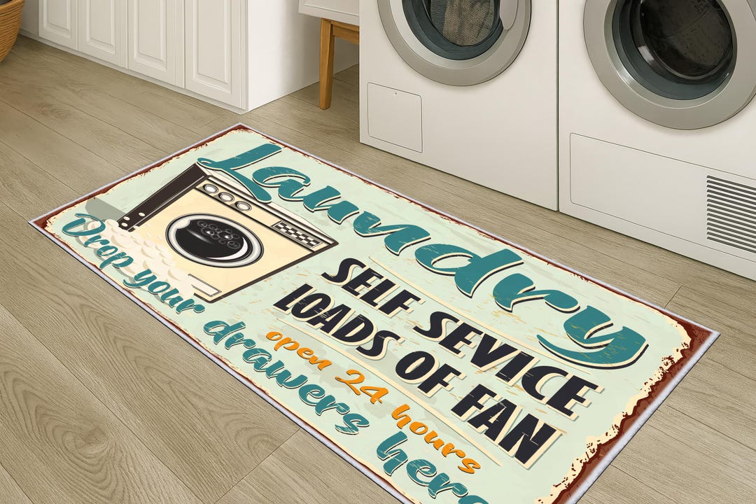 Printed Laundry Room Area Rug|machine Washable Non-slip Laundry Room ...