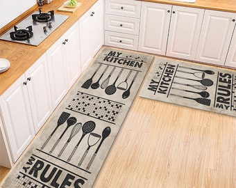 Special Kitchen Rug|Non Slip Kitchen Mat|Washable Anti Skip Kitchen Rug|Vivid Colors Kitchen Rules Carpet|Decorative Washable Rug|Home Gift
