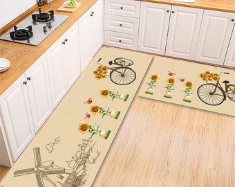 Z&L Home Kitchen Rug Sets 2 Piece Floor Mats Non-Slip Rubber Backing Area Runners Farm Animal Caw and Sunflowes Vintage Red Doormat Indoor Washable Carpet Door Mats Pad Z&L Home Kitchen Rug Sets 2 Piece Floor Mats Non-Slip Rubber Backing Area Runners Farm Animal Caw and Sunflowes Vintage Red Doormat Indoor Washable Carpet Door Mats Pad