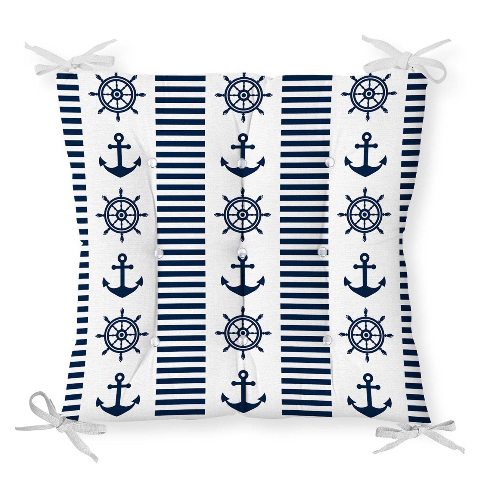 Nautical Chair Cushionchair Pads With Tiessquare Seat Etsy
