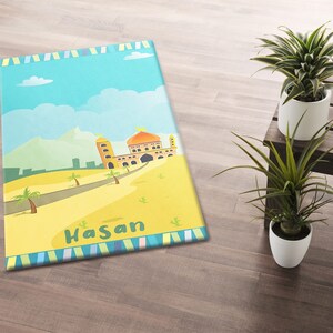 Alfombra de oración personalizada / Alfombra de oración para niños / Alfombra de oración personalizada / Alfombra de oración / Regalo islámico / Niño impreso Sejadah / Janamaz suave / Decoración islámica del hogar /