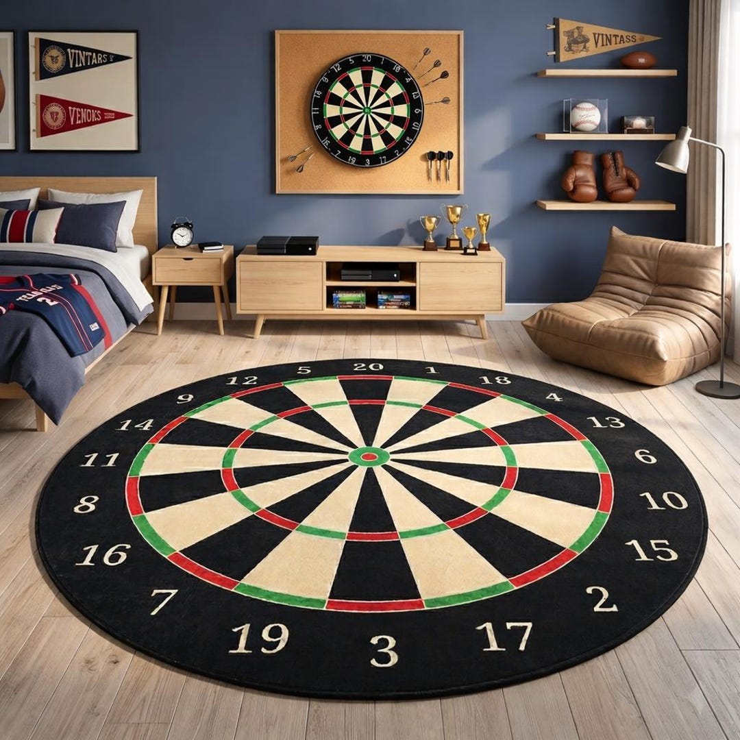 Dart Board Rug, Game Room Rug, Man Cave Decor Rug, Sports Bar Area Rug ...