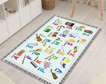 Alfombra musical con alfabeto para niños, alfombra educativa para el aprendizaje de música, sala de juegos, decoración del aula, divertido regalo de Navidad para niños y amantes de la música.