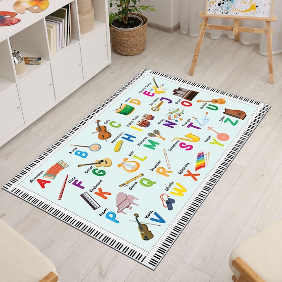 Musical Alphabet Rug for Kids , Educational Music Learning Carpet, Playroom,Classroom Decor, Fun Christmas Gift for Children ,Music Lovers