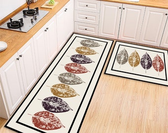 Country Style Indoor Washable Carpet Z&L Home Watercolor Farm Red Wood Barn Cow Kitchen Rug Sets 2 Piece Floor Mat Non-Slip Rubber Backing Area Runners Door Mats 