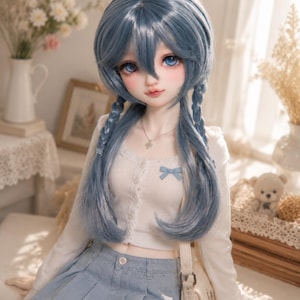 Peluca para muñeca BJD, azul, roja, dorada, gris, 1/4, 1/3, 1/6, MSD Minifee