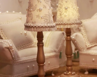 1/6 scale Dollhouse floor lamp with led light included For Blythe and BJD Doll, Miniature lampshade, miniature floor lamp