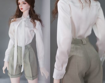 BJD Doll Clothes: Shirt Top and Suit Shorts for 1/3 Girl Dolls