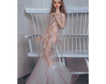 BJD Doll Wedding Dress, Custom Outfit for 1/4 MSD Minifee, 1/3 SD Smart Doll
