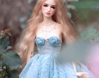 Custom Doll Dress with Necklace, Fits 1/3, 1/4, 1/6 BJD Dolls