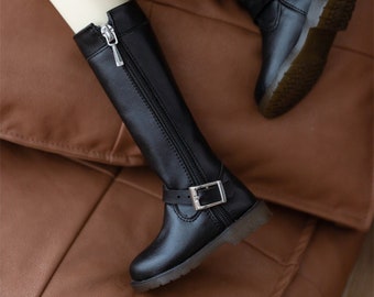 Black Doll Boots, BJD Miniature Shoes, 1/3 1/4 Scale