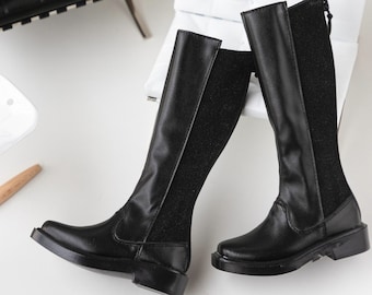Black BJD Doll Boots, 1/4 MSD, 1/3 SD, Smart Doll Shoes