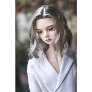 Fashion Silver Wig Doll Wig 1/3 1/4 1/6 Bjd Wig for SD DD Msd Yosd Boy Girl Uncle Doll Accessories, Soft Silk Wig Wavy Wig for SD/Smart Doll