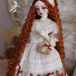 Peluca ondulada larga de 5 colores para muñecas BJD de 8-9" y 7-8" para muñecas inteligentes SD 1/3 y 1/4, peluca blanca para muñecas masculinas y femeninas.