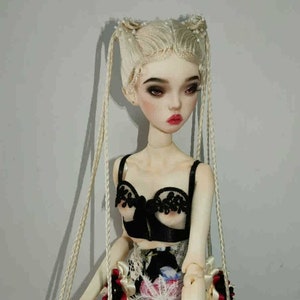 Black White Popovy Sisters Wig, Bjd Doll Wig Hair Braided Wig