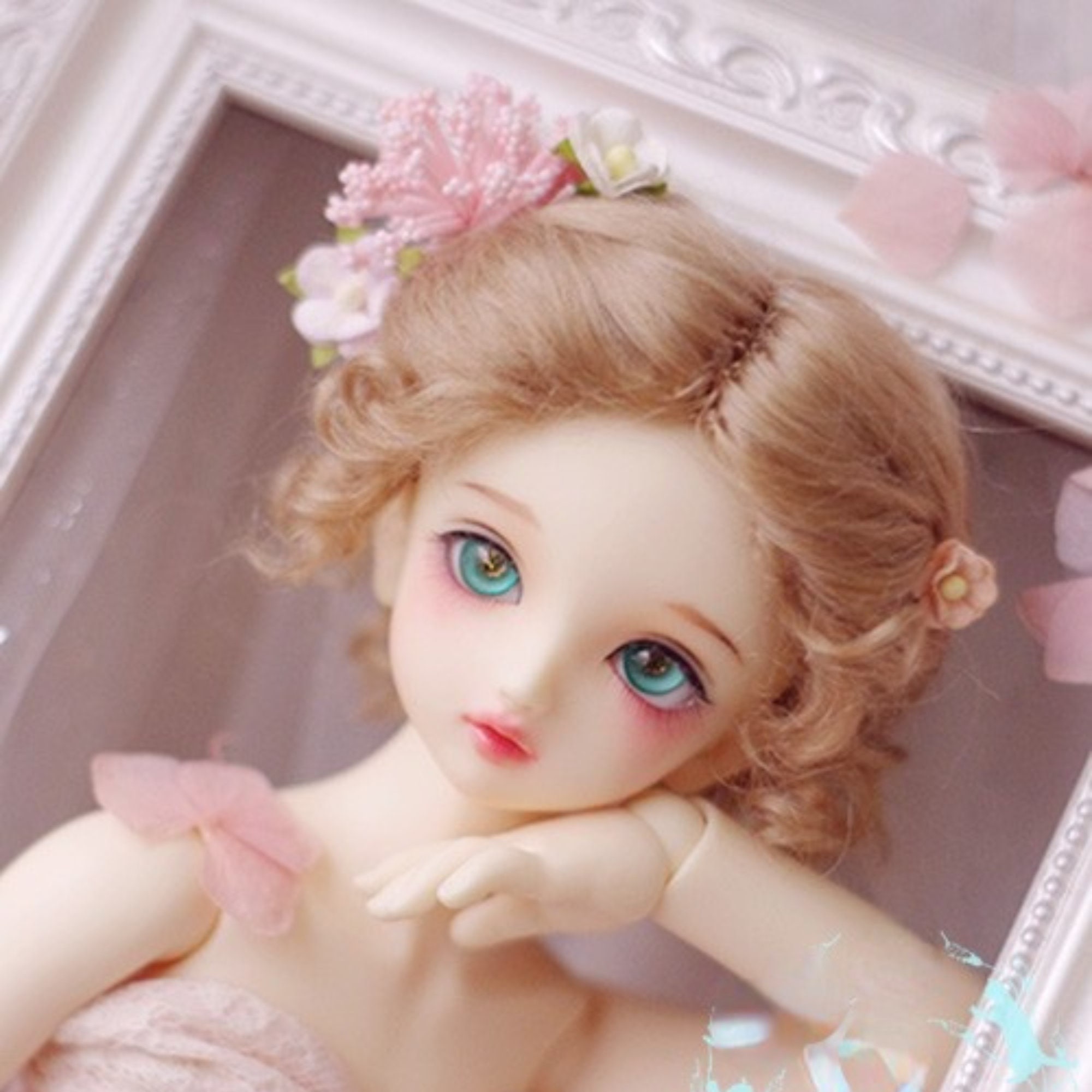 ♡美品♡新品☆カーリーヘアー 可愛い女の子 布人形♡Мサイズ♡