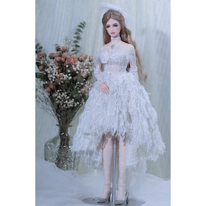 Custom Bjd Dress Doll Clothes 1/3 1/4 1/6 BJD Outfit for Blythe/Kurhn/Bedoll//Tonner/Gene/Smart Doll White Miniature Clothes