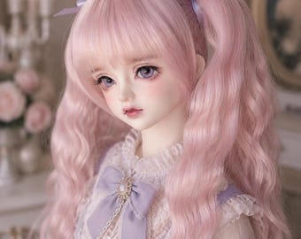 Parrucca lunga e ondulata per bambola BJD con frangia, capelli da bambola alla moda (8-9" 7-8")