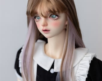 Wavy BJD Doll Wig, Brown Pink Purple Yellow, 1/3 1/4 1/6 Size