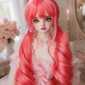 Braided BJD Doll Wig, Black Gold Red Grey, 6-9 inch, Smart Doll Accessory