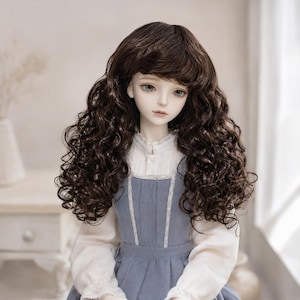 Peluca larga ondulada para muñecas, cabello para muñecas BJD Blythe (1/3, 1/4, 1/6 YOSD)