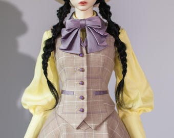 Plaid BJD Doll Clothes for 1/3 Sdgr, Sd10, Sd13, Sd16, Iplehouse Sid/Eid Dolls