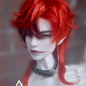 Bjd Doll Cool Boy Hair styled Wigs 1/3 1/4 Bjd Wig 8-9&#39;&#39; for SD/DD/Smart Doll or Bjd Uncle Accessories,Black Red Brown Wig for Art Doll