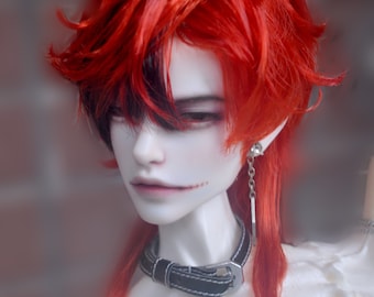 Bjd Doll Cool Boy Hair styled Wigs 1/3 1/4 Bjd Wig 8-9'' for SD/DD/Smart Doll or Bjd Uncle Accessories,Black Red Brown Wig for Art Doll