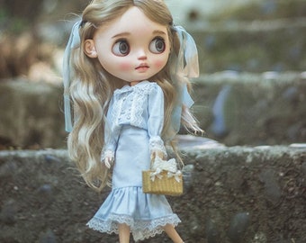 Blue Doll Clothes, 1/6 BJD Outfit, Blythe/OB22/OB24/OB26/Azone Doll