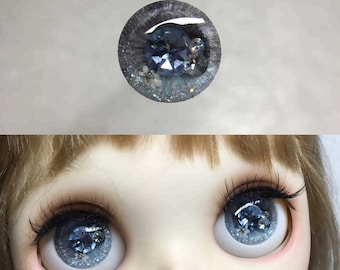 Éclats pour les yeux Blythe avec cristaux Swarovski bleus, yeux de poupée en résine UV
