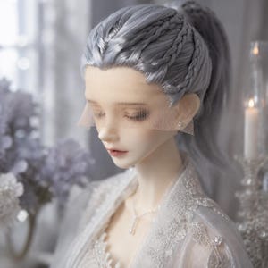 Braided BJD Doll Wig, Grey, Brown, Gold, Black, Blue, 7-8'' 8-9''