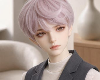 Parrucca per bambola BJD: capelli corti, oro, rosa, grigio, bianco, viola, marrone