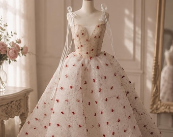 Champagne Doll Wedding Dress, BJD Outfit for 1/3, 1/4, 1/6 Dolls