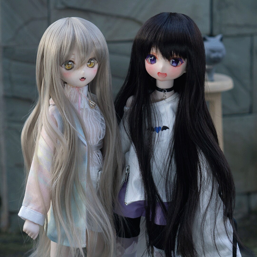BJD Doll Wig, Long Straight Hair, Tea-brown and Black, 1/3 1/4 1/6